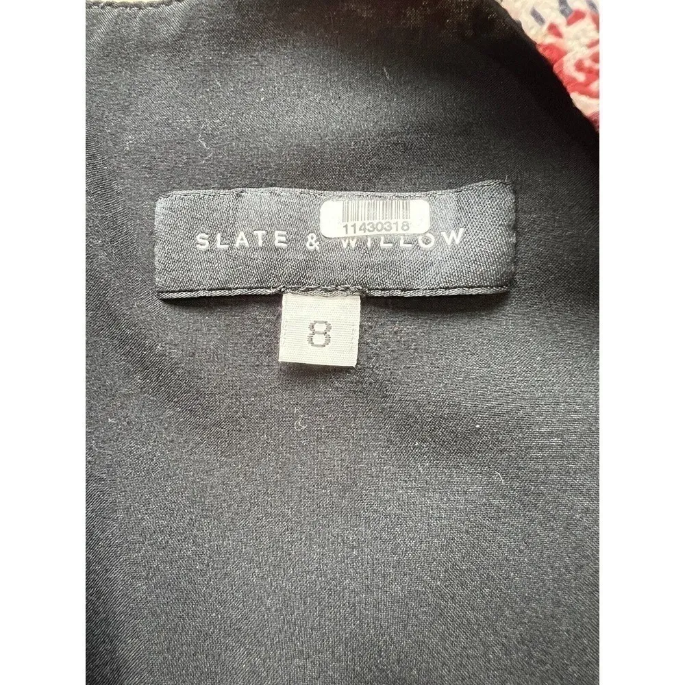 Slate & Willow Black Floral‎ Drape Dress Size 8 Red black floral printed crepe - Image 4