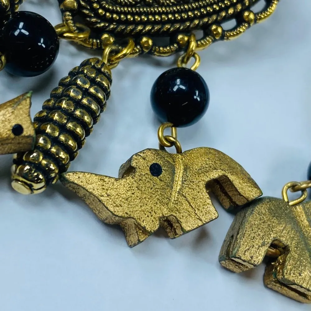 Pierced Earrings Gold Brass Color Zuni Animal Dangle Tribal Boho Ethnic Accents - Image 9