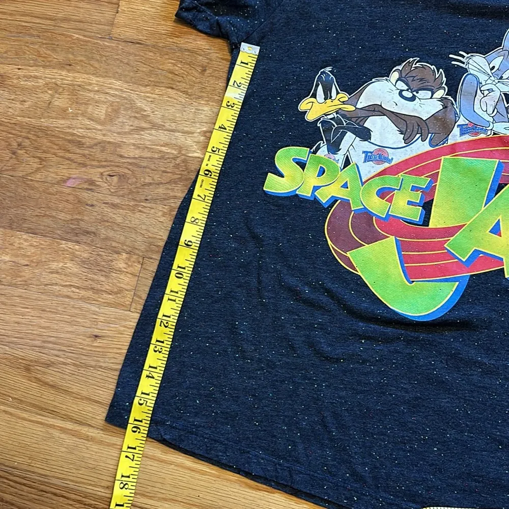 90s Inspired Space Jam Looney Toon Black Speckled Graphic T - Image 3