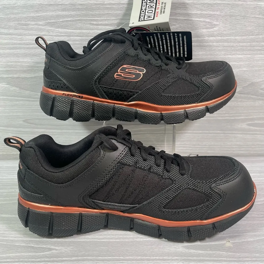 Skechers Composite Safety Toe Womens Shoes 8.5 Oil Slip Resistant 108074 BLK NEW - Image 2