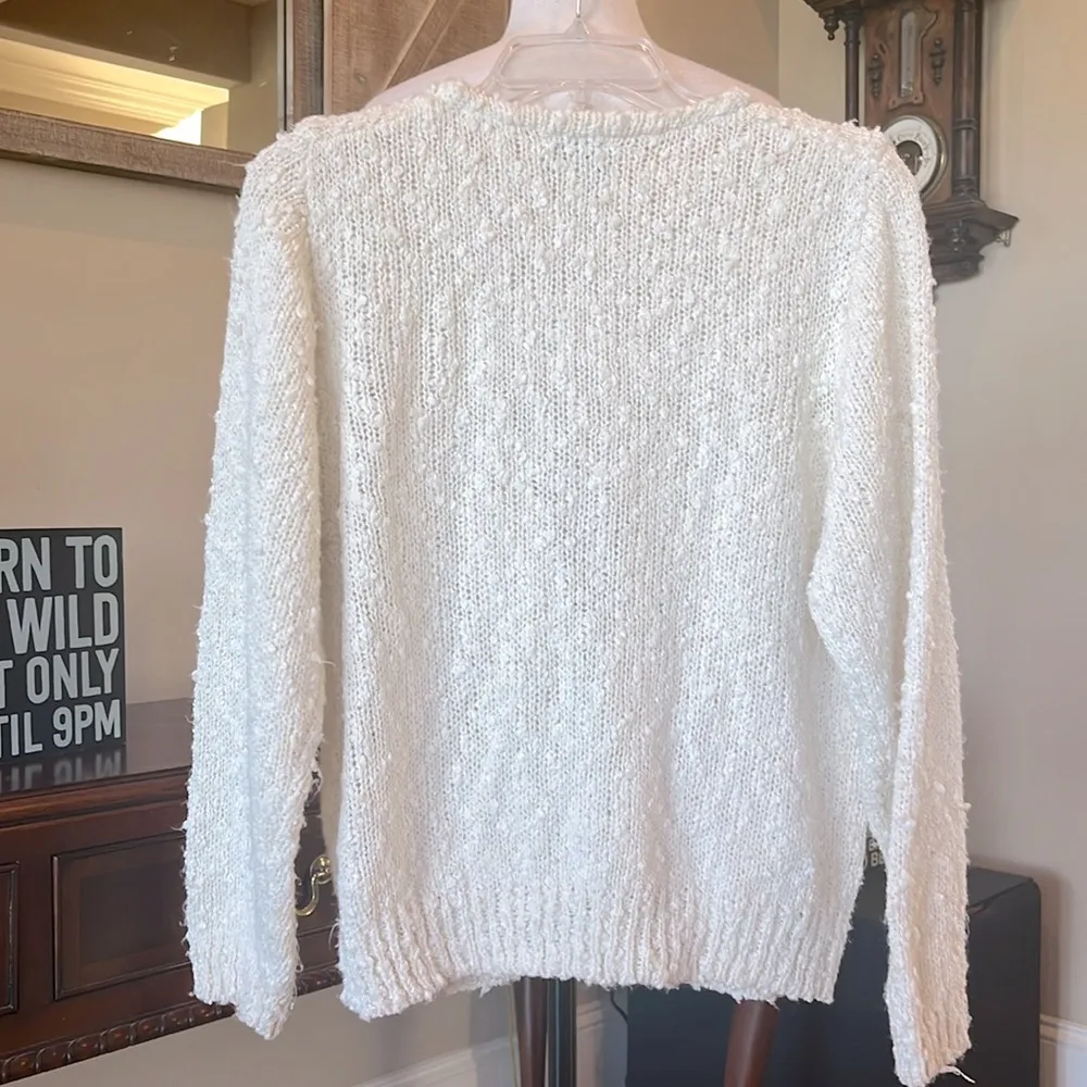 Vintage Sweater Beige Cardigan Womens M Button Up - Image 11