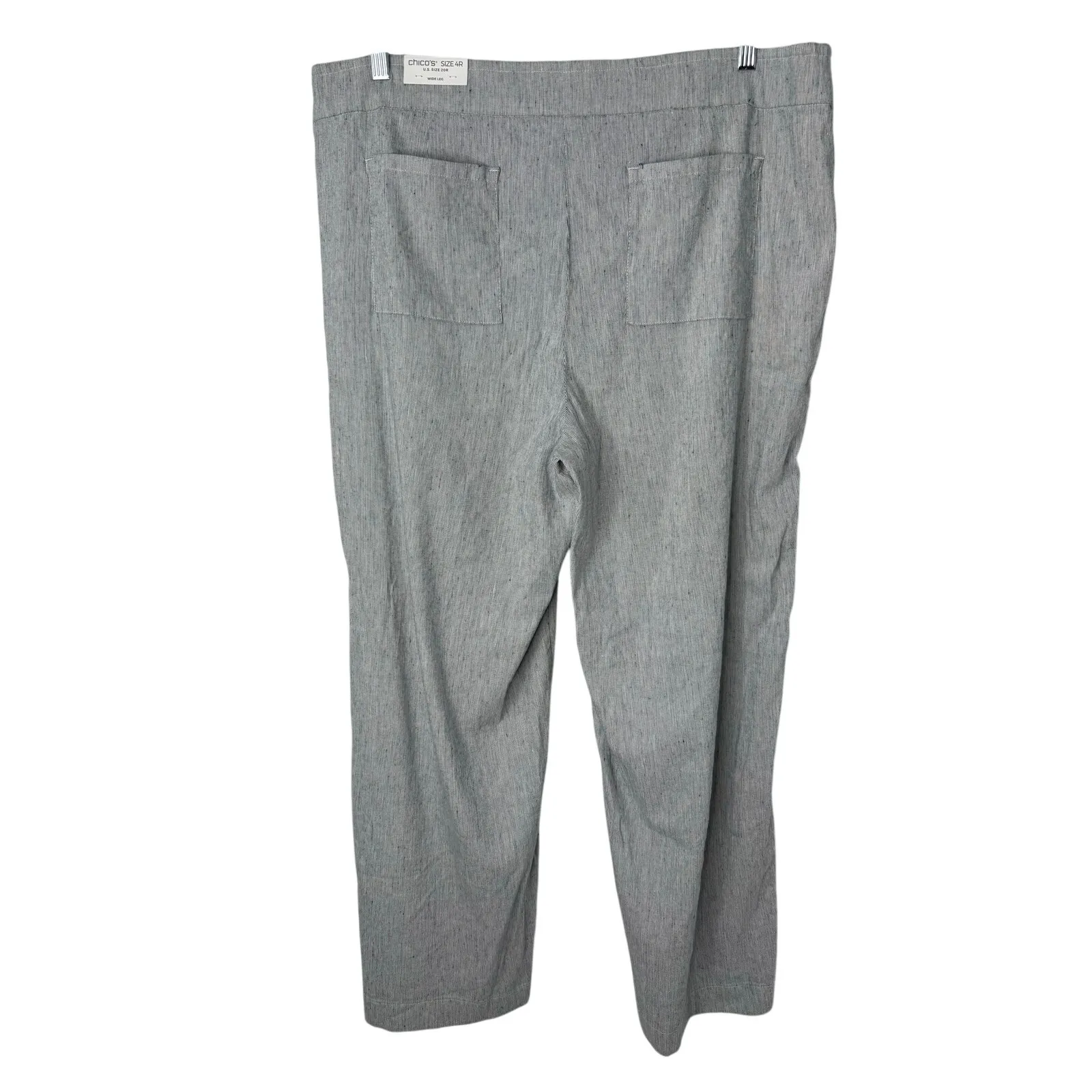 Chico’s Amelia Stripe Pull On Linen Blend Wide Leg Pants Size 4 XXL Gray Coastal - Image 4