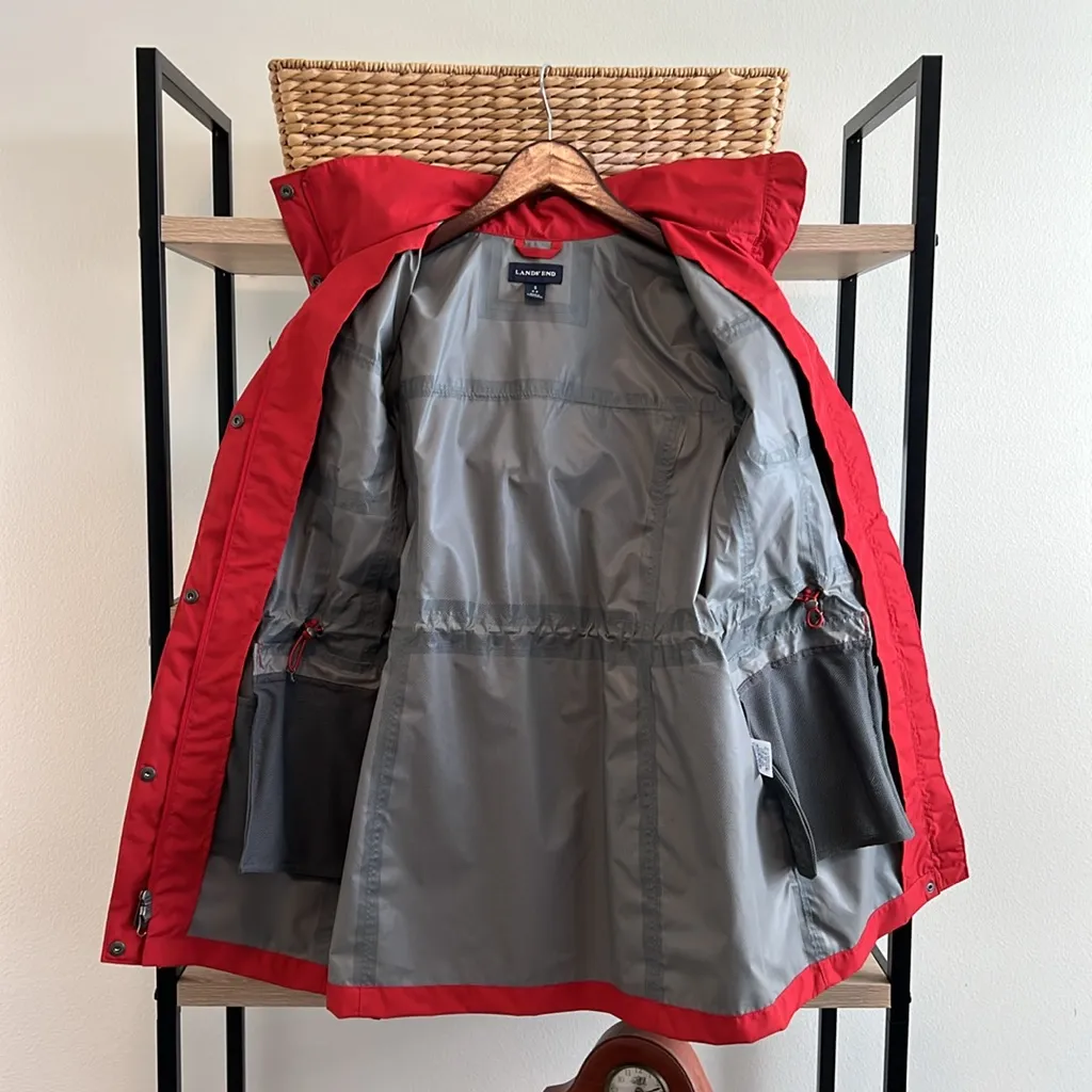Lands' End  Hooded Pocket Lightweight Spring Rain Coat Jacket, S - Image 9