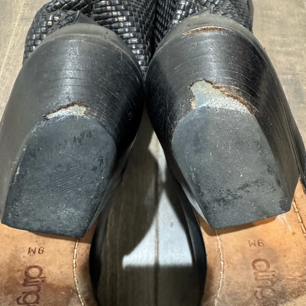 Dingo Black Woven Leather Western Cowboy Boots Women’s 9M Pointed Toe - Image 6