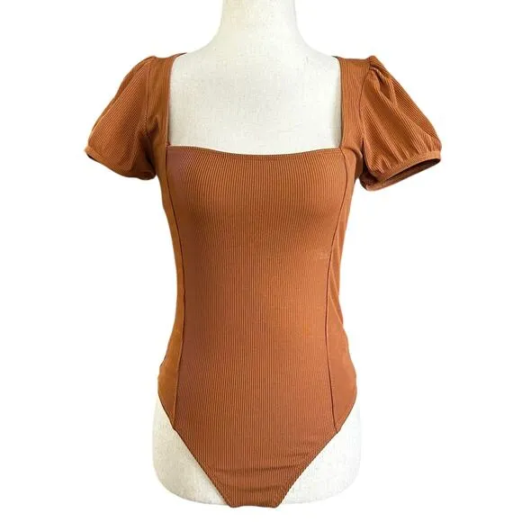 ReVamped Brown Bodysuit Tank Women Top Size Medium | 71-1 - Image 2