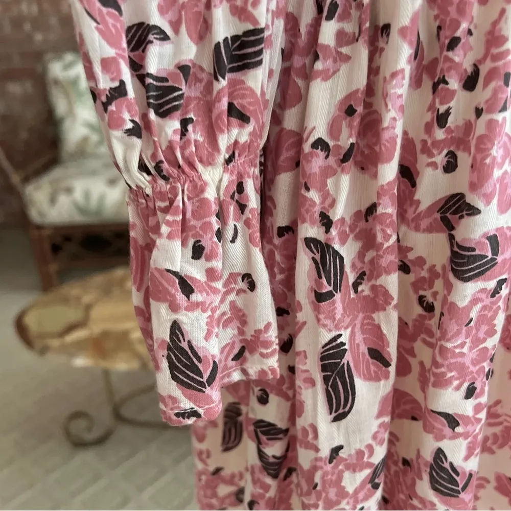 Roan + Ryan Genevieve Dress Mini Floral Smocked Pink XS Boho Cocktail Party Chic - Image 14