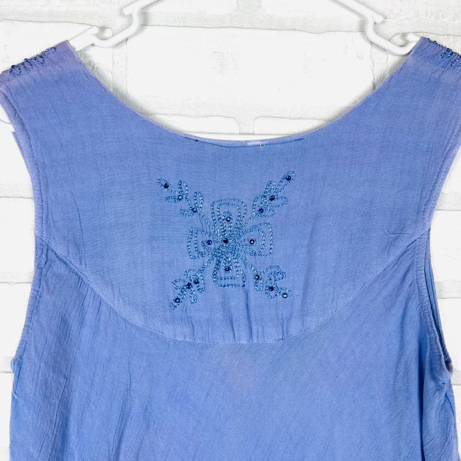 Raya Sun Blue Ombre Boho Sleeveless Tunic Top with‎ Embellished Detail Size L - Image 9