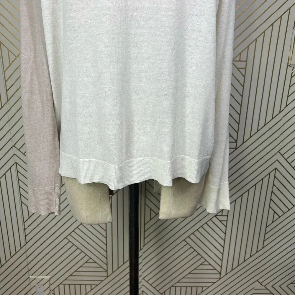 Akris Punto‎ Cardigan Sweater Linen-BlendContrast Light Taupe Cream Size US 10 - Image 11