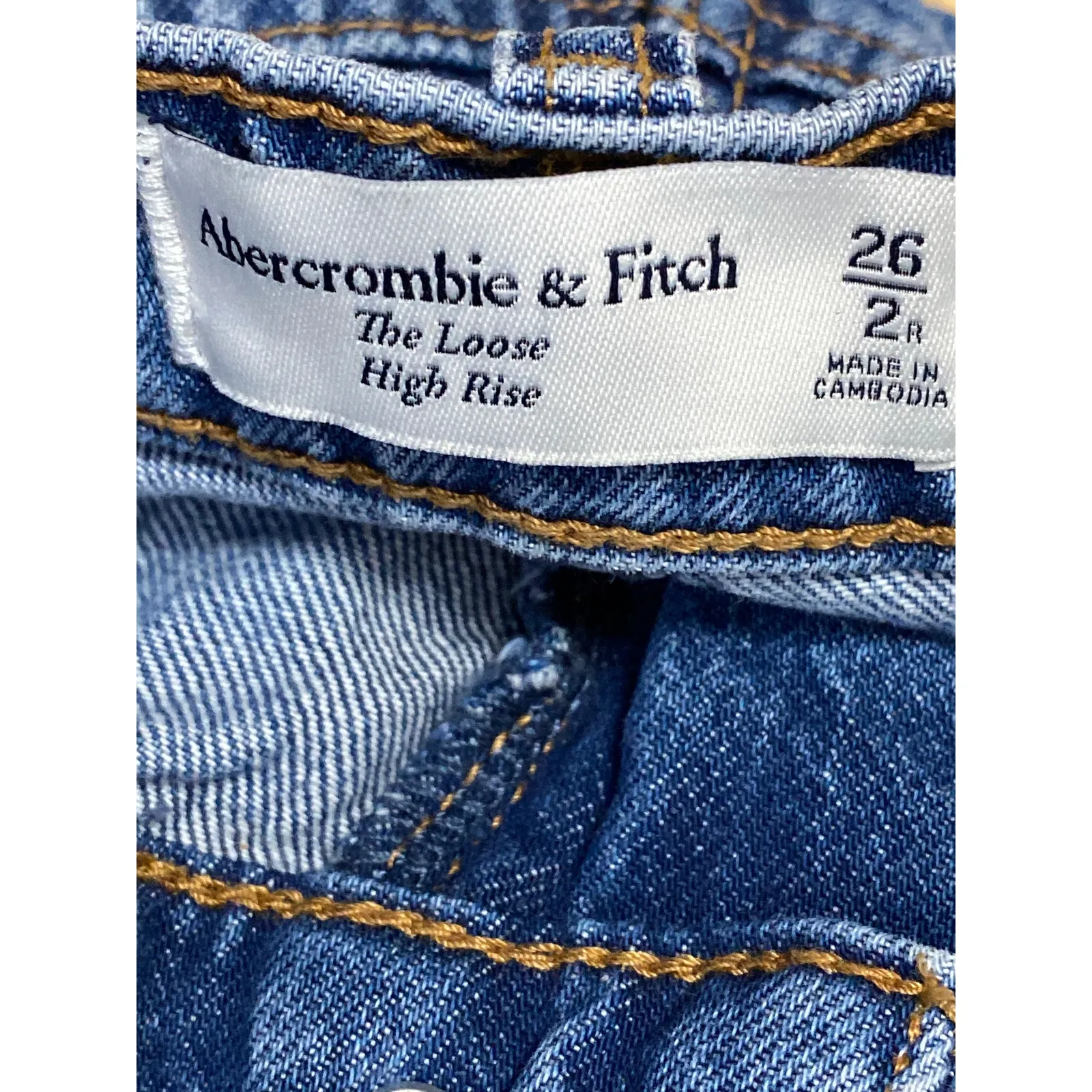 Abercrombie & Fitch The Loose Blue High Rise Wide Leg Baggy Denim Jeans Size 26 - Image 4