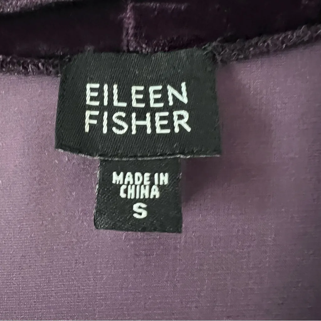 Eileen Fisher Plum Purple Silk Velvet Open Front Duster Cardigan Small - Image 4