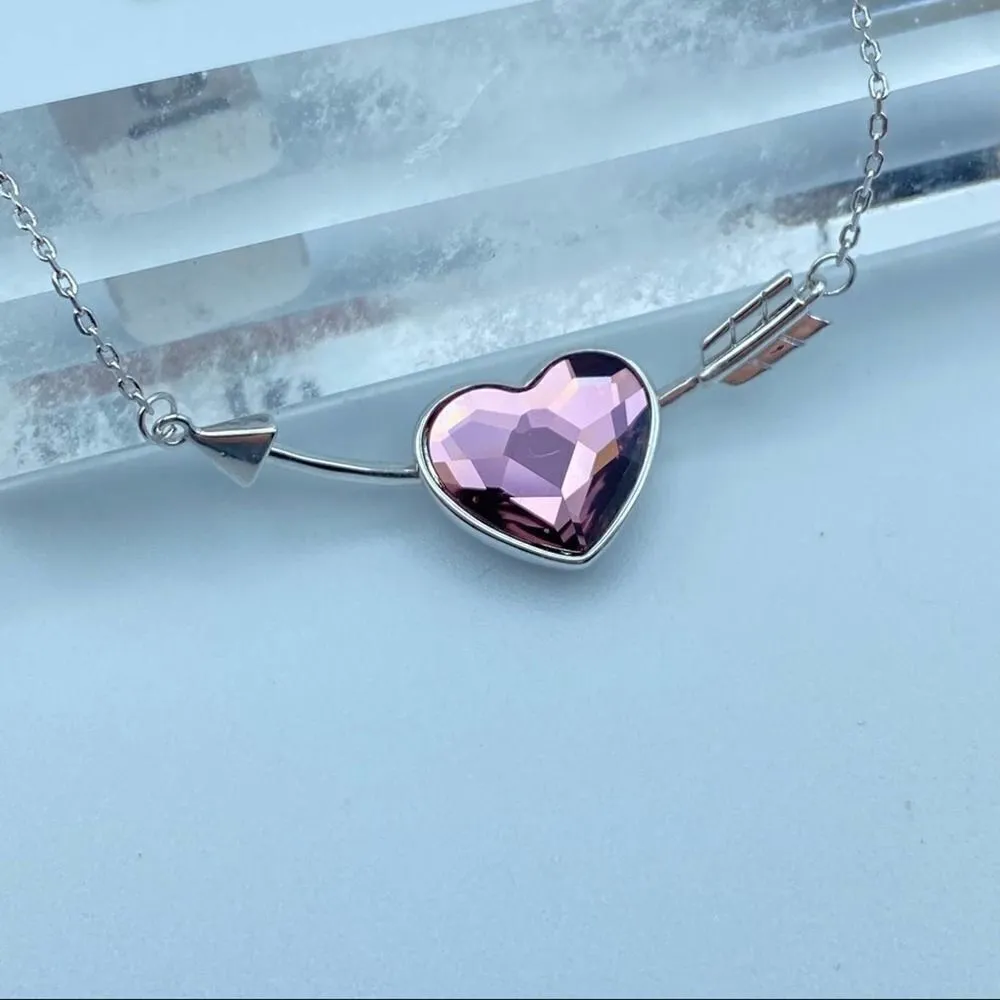 Amethyst Austrian Crystal Heart Infinity Love Necklace Purple - Image 2