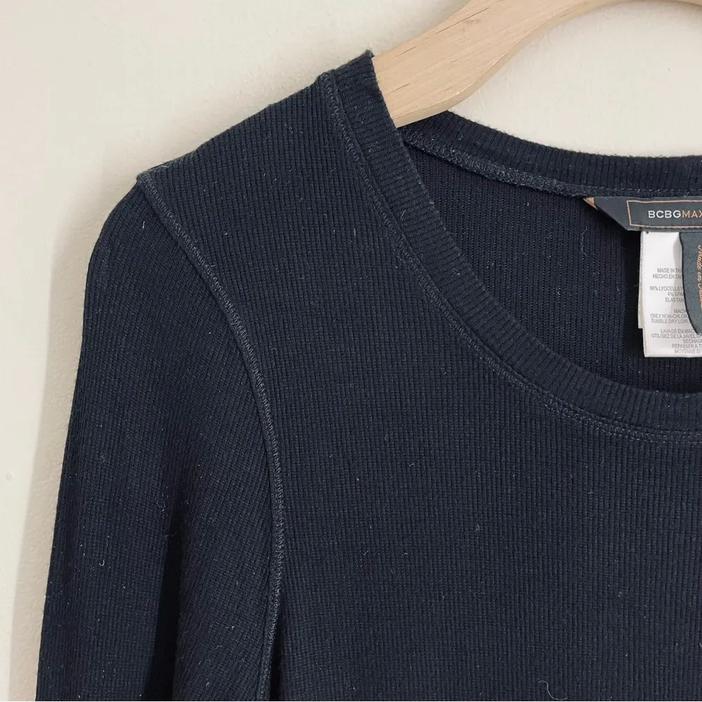 BCBG Maxazria Long Sleeve Ribbed Bodycon Dress Black size M - Image 3