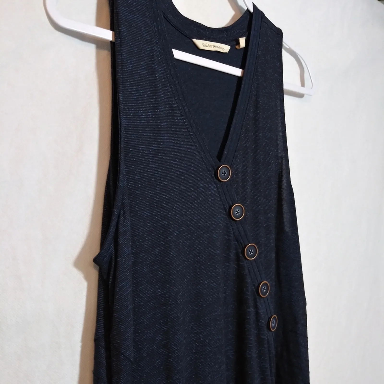 Soft Surroundings Marjorelle Maxi Sleeveless Asymmetric Button Knit Dress Size M - Image 4