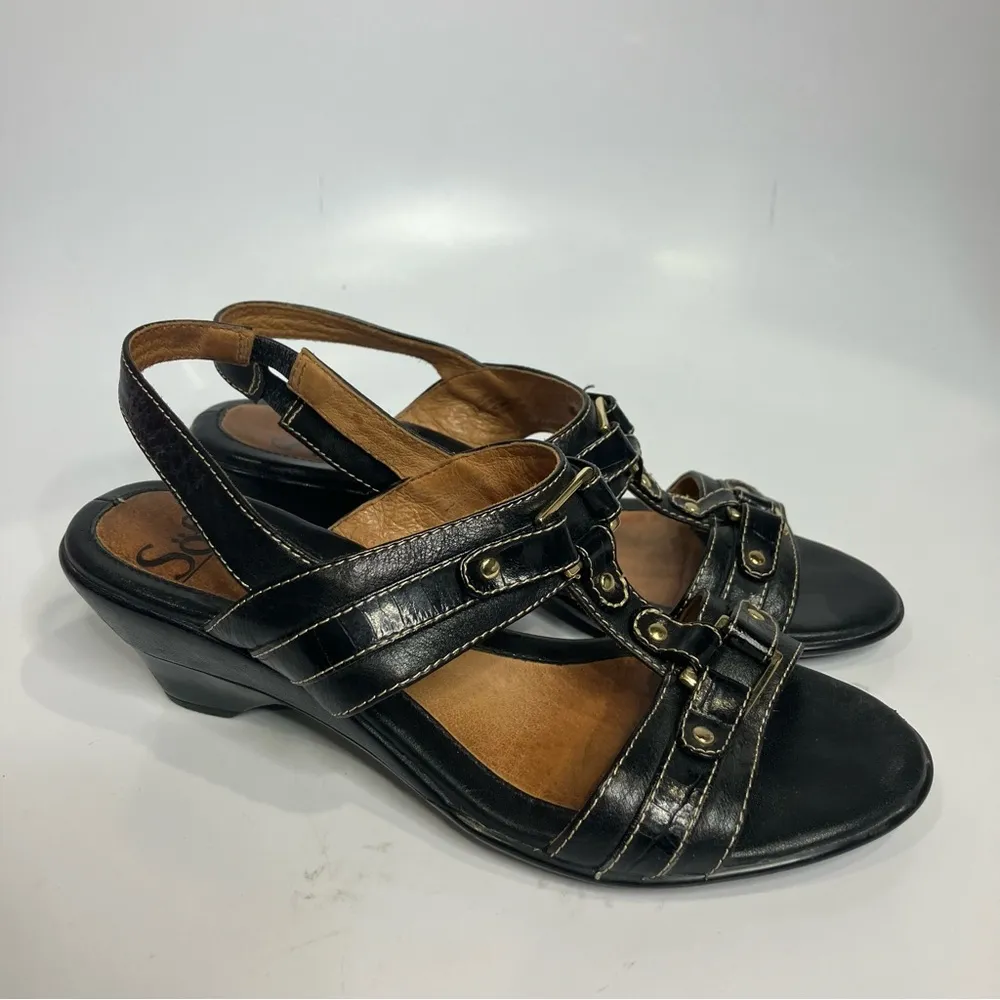 Sofft‎ black leather sandals heels slingback dressy casual women’s size 6 - Image 3