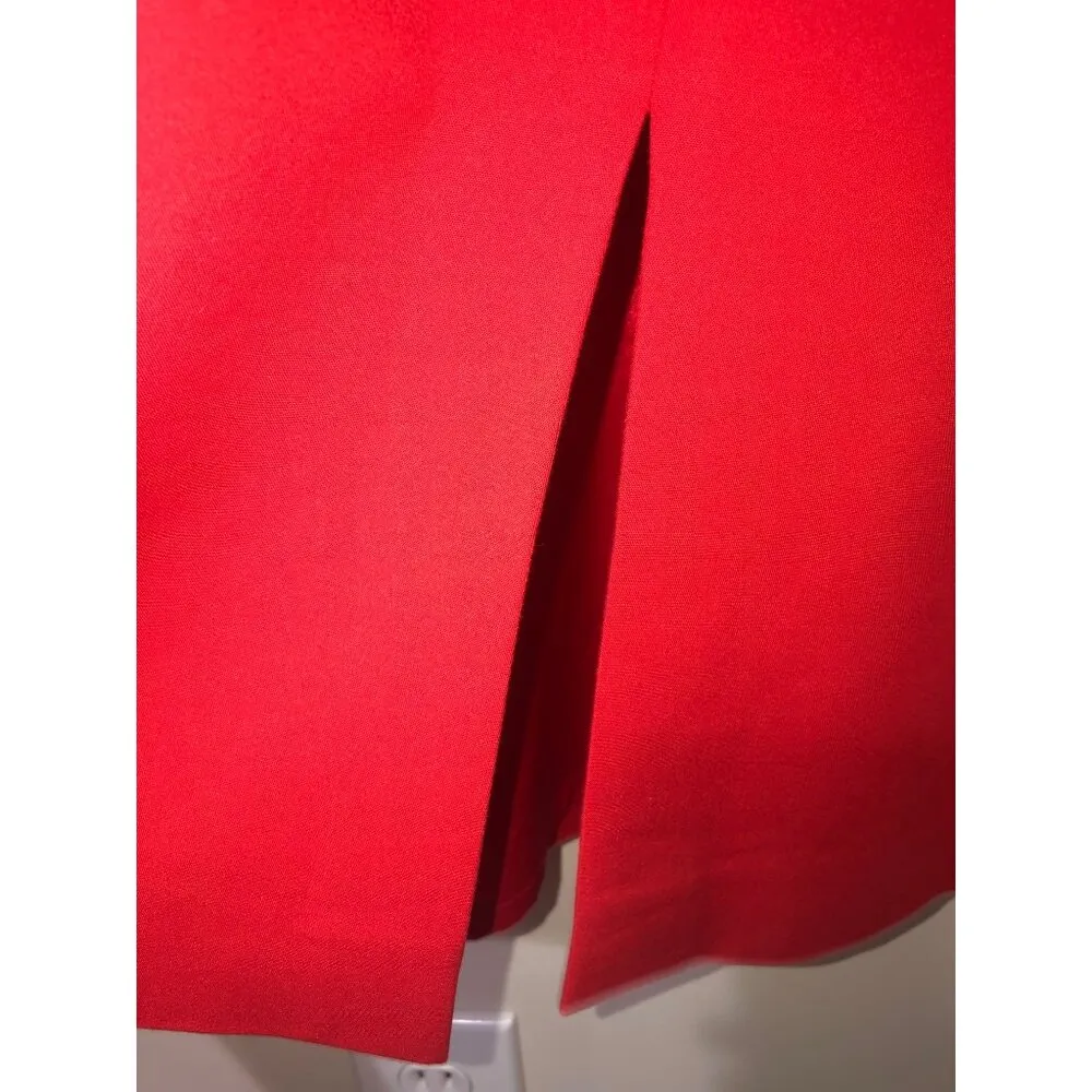 Black Halo Red Dress Size 4 Lace Sleeveless Midi Pencil Stretch Made USA LA - Image 8