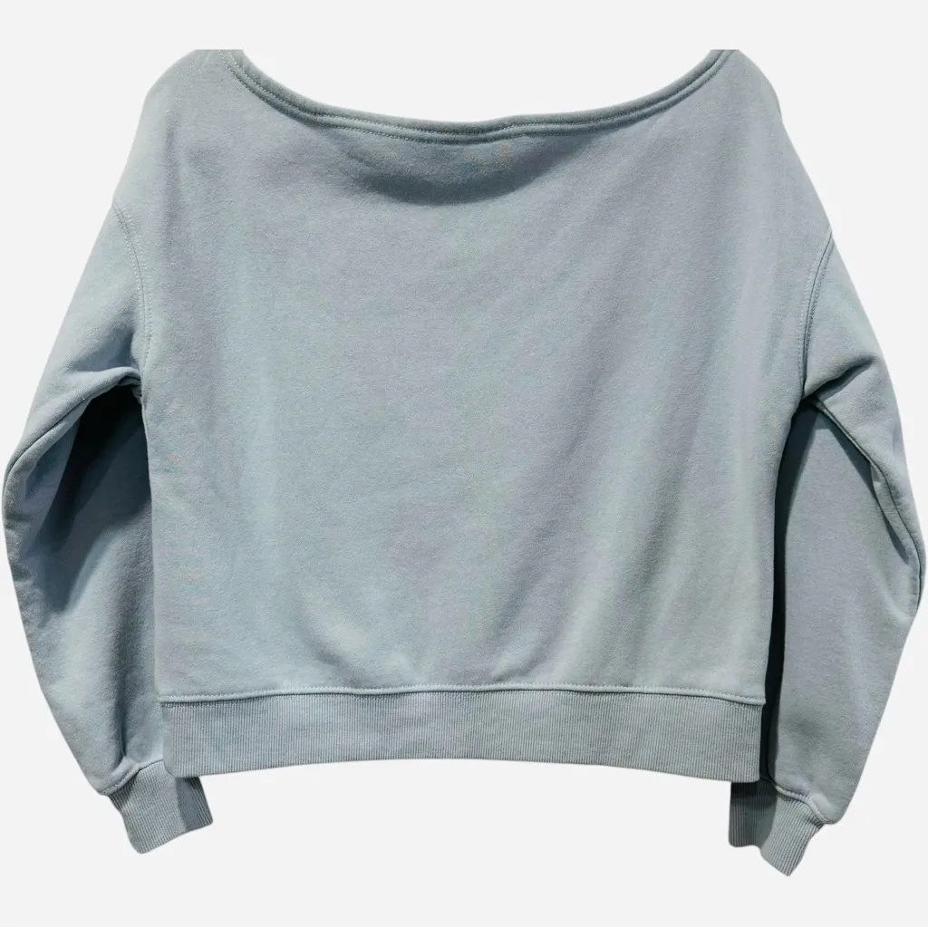 Bridgerton Netflix Official Crest Sweatshirt Regencycore Ballet Off Shoulder XS Blue - Image 2