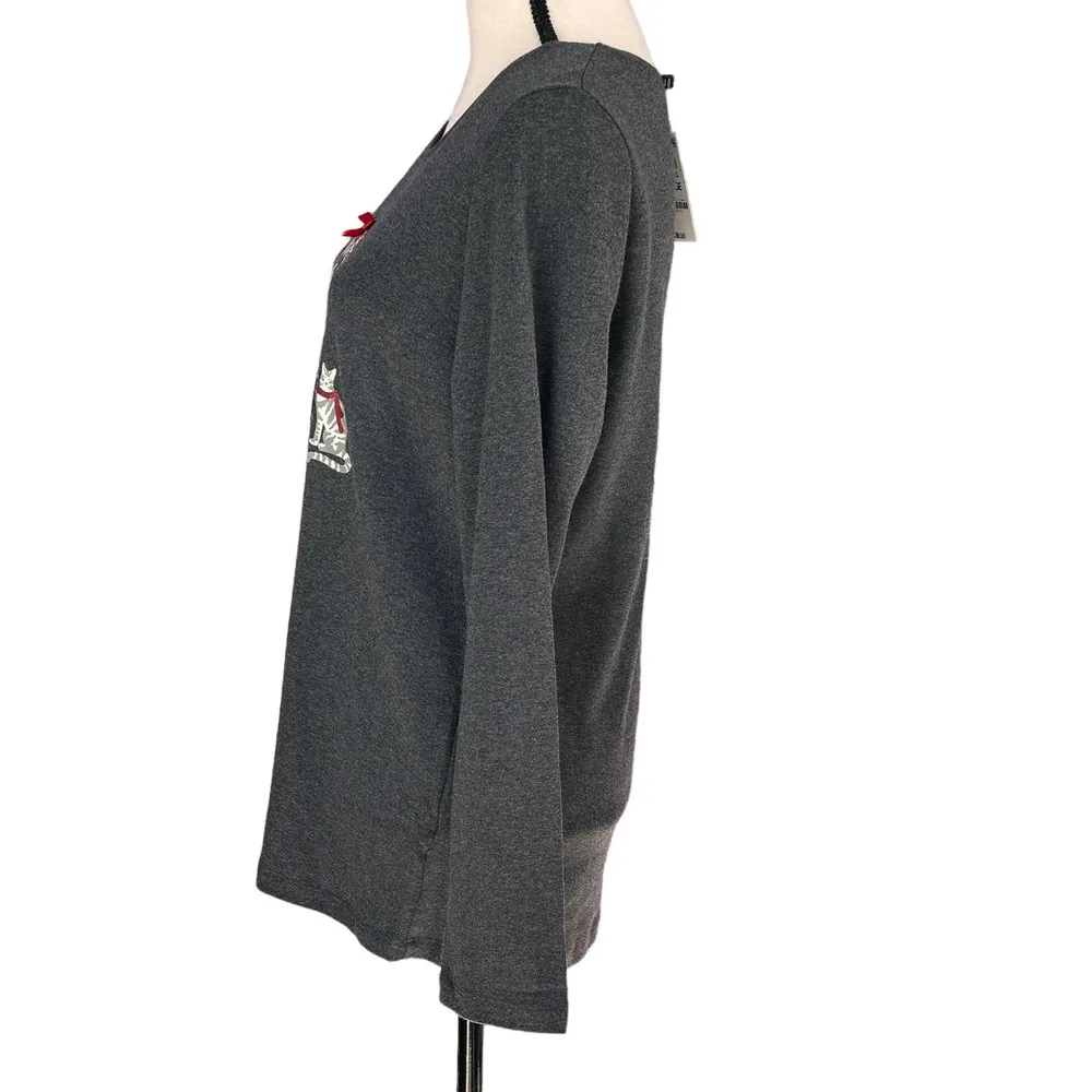 Karen Scott Large Top Holiday Cats Gifts Festive Christmas Long Sleeve Stretch - Image 6