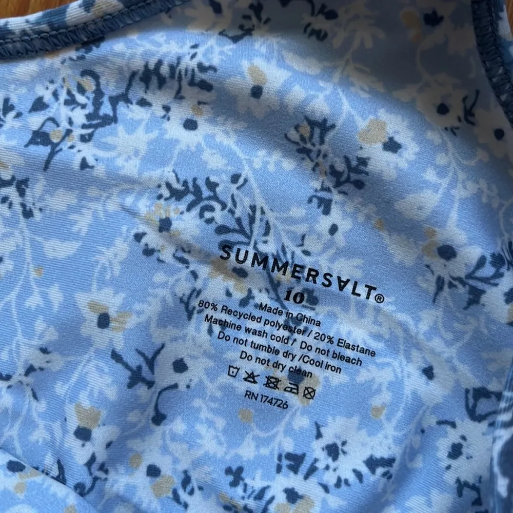 Summersalt The High Neck Midi Sports Bra Tank Bloom in Powder Blue Sz 10 - Image 4