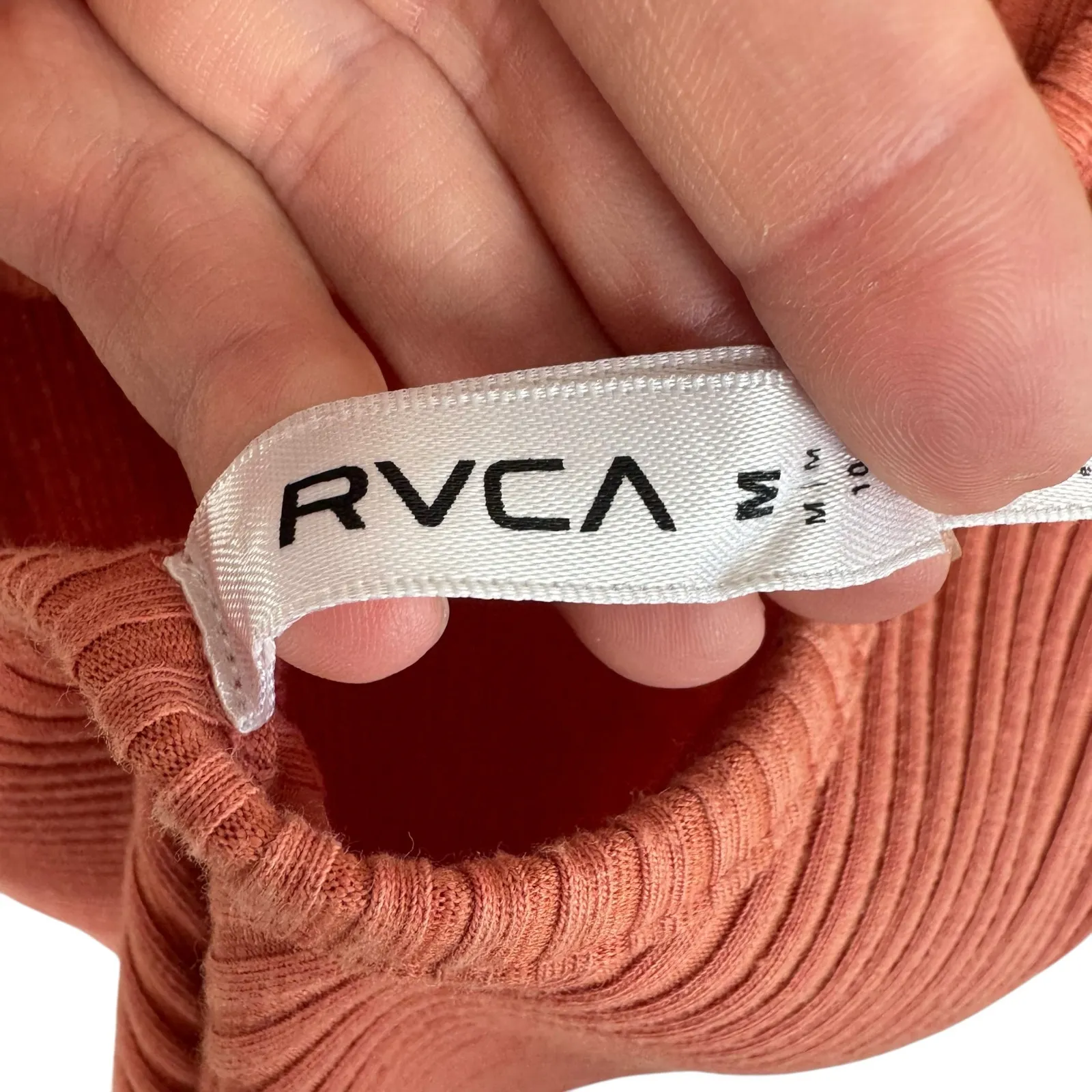 RVCA Pink Salmon Stretchy Ribbed Knit Scoop Neck Mini Bodycon Tank Dress Size M‎ - Image 5