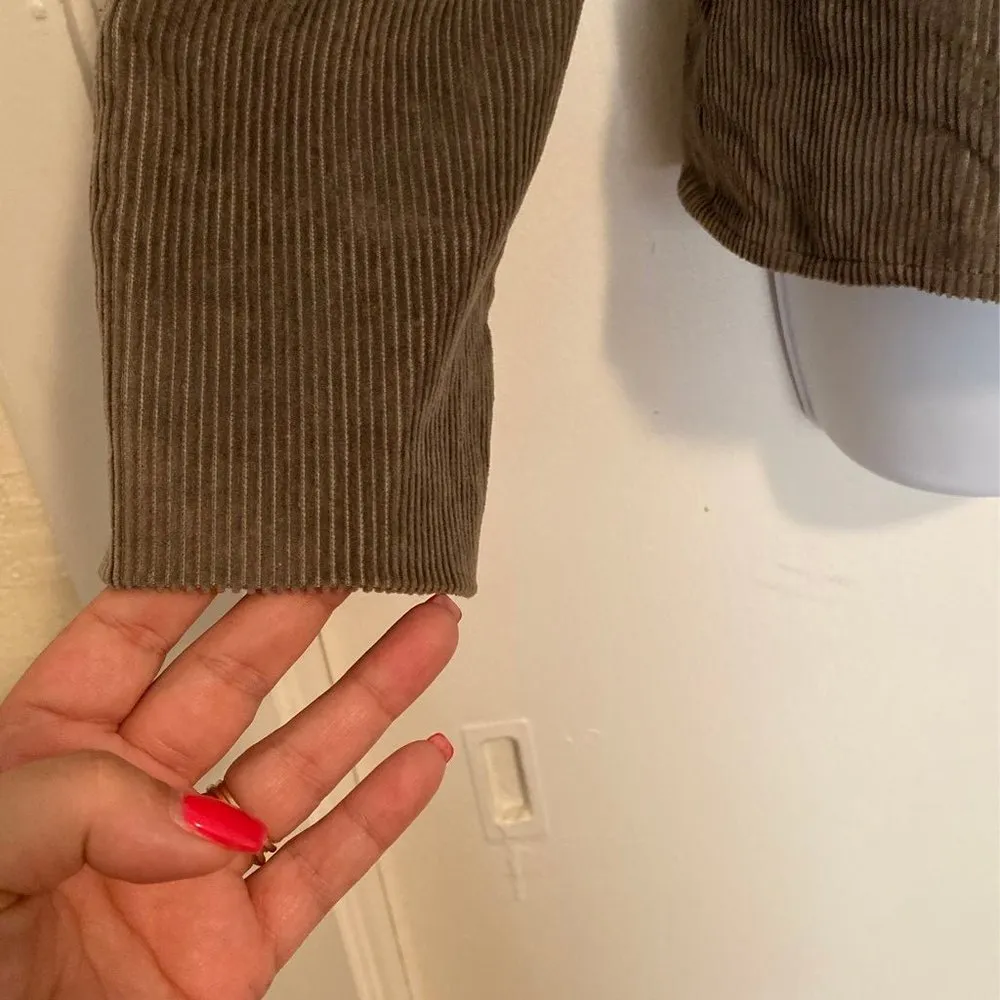 Grazia Corduroy Beaded Button Front Blazer Brown Size XL - Image 4