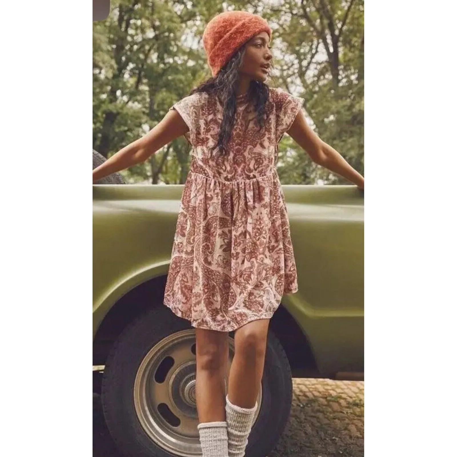 Free People Women's All The Time Velvet Paisley Mini Dress In‎ Petal Pink Combo - Image 2