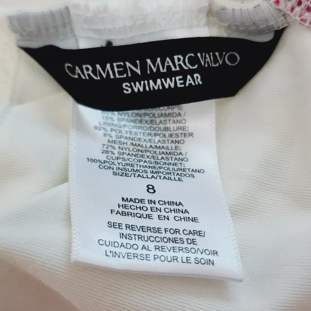 Carmen Marc Valvo botanical ruffle surplice halter one piece swimsuit size 8 - Image 6