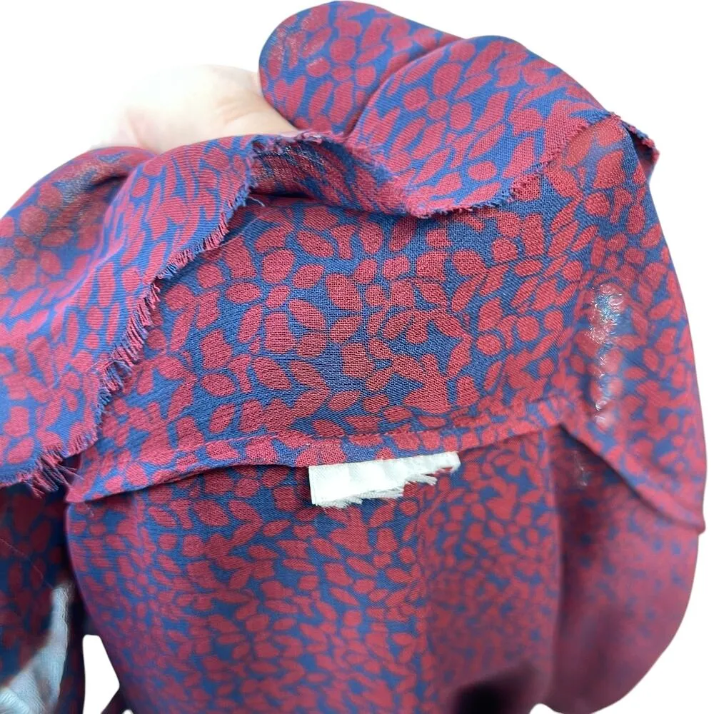 Iro Granby Sleeveless V-Neck Ruffle Trim‎ Midi Dress Burgundy Navy Size 40 US 8 - Image 11