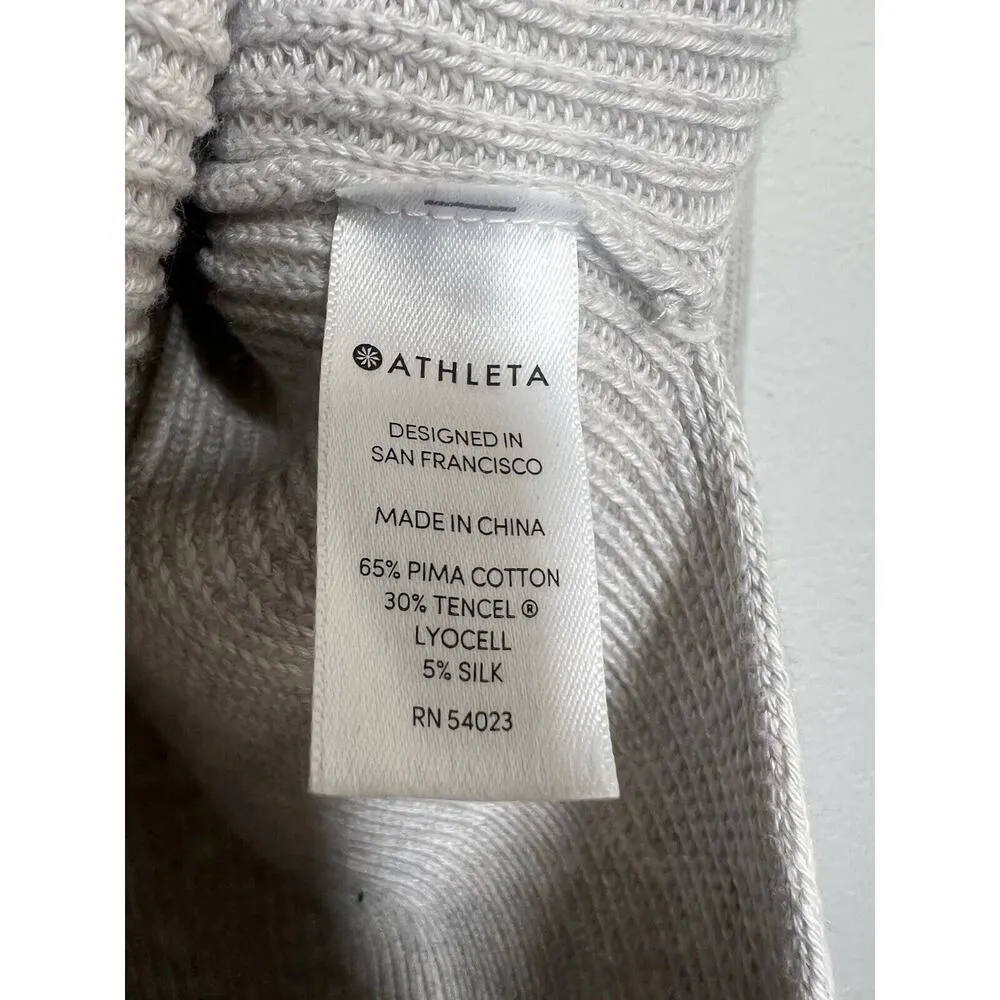 Athleta Rest Day Hoodie Sweater Ribbed Light Grey Pullover XXS - Image 3