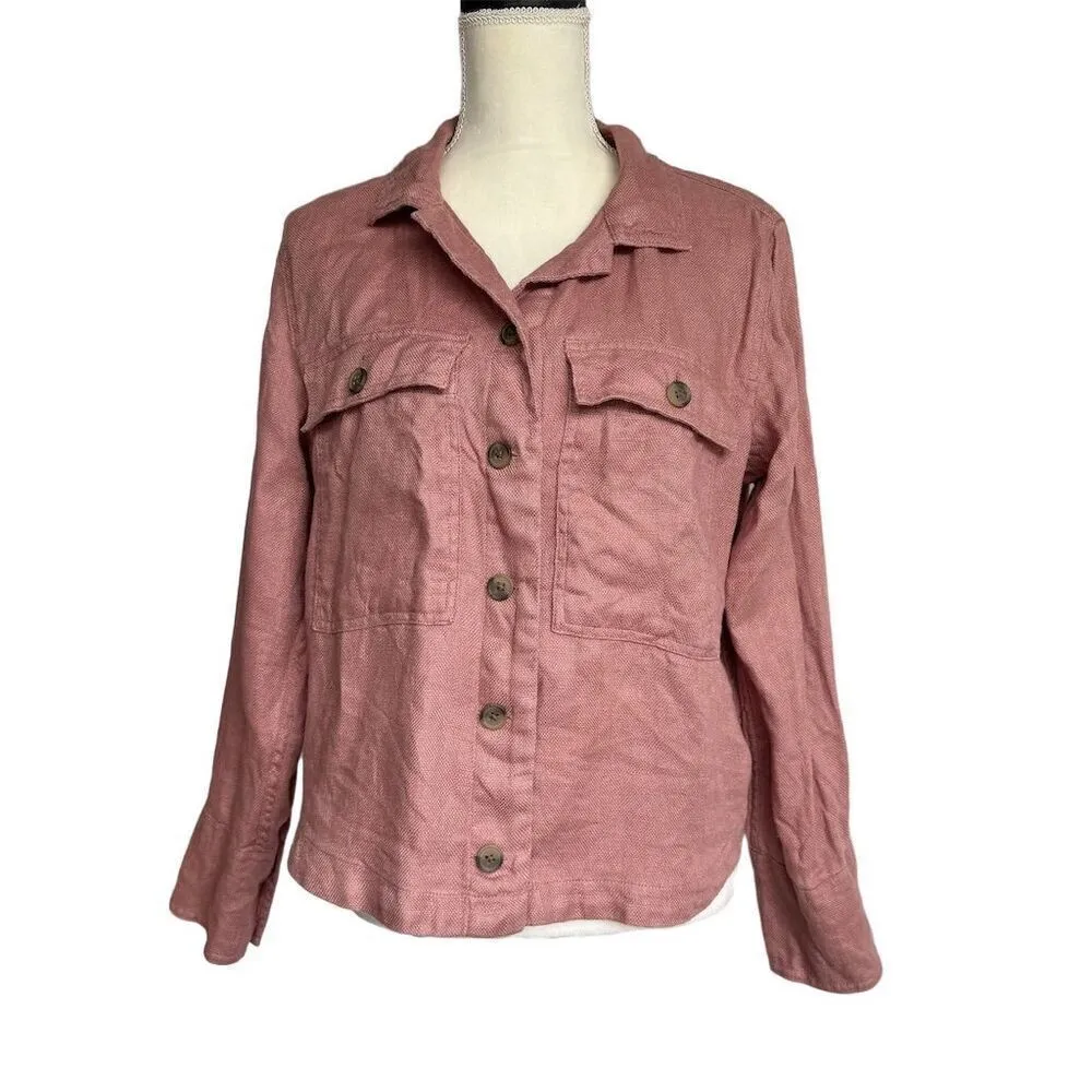Joie Women's Pink Linen Jacket Size M Button-Down Casual Spring - Image 2