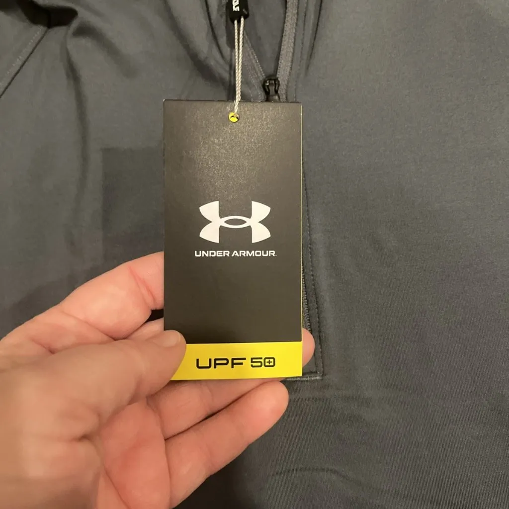 Under Armour Womens M Gray Full Zip Long Sleeve Golf Shirt UPF 50 UW0503 Fishing - Image 2