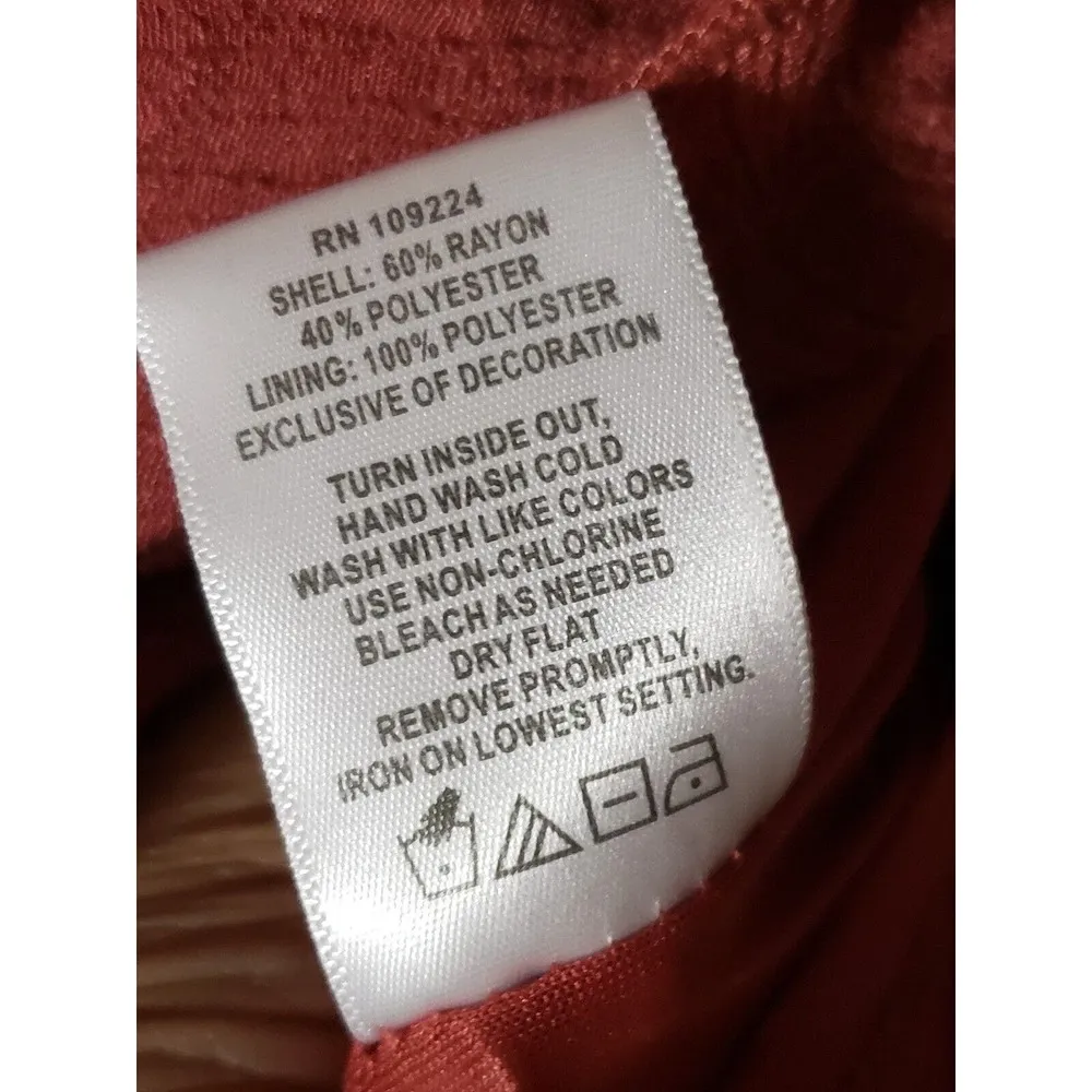 Indigo Soul Burnt Orange Tiered Boho Tunic Long Sleeve Knee Length Dress Large - Image 9