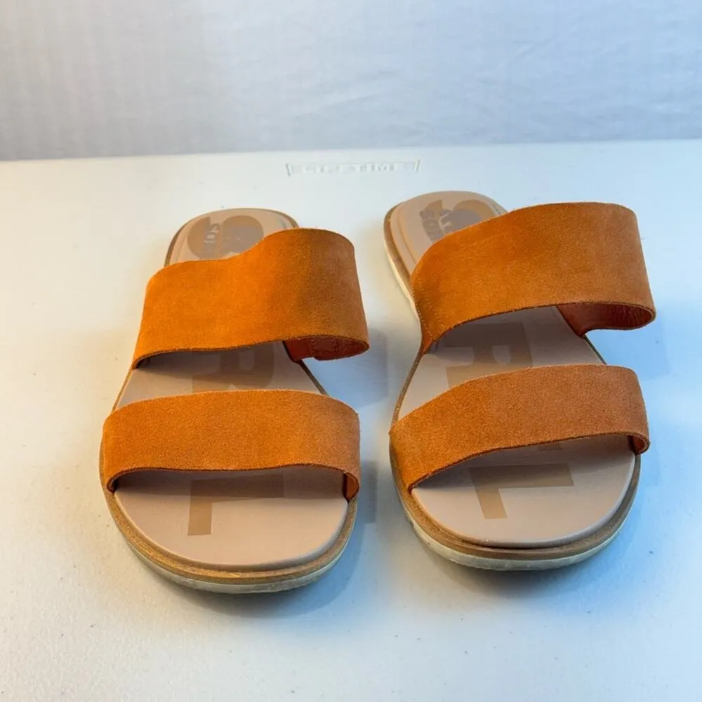 Sorel Ella II Slide Sandal Desert Sun Orange Suede Leather Women Size 10 EUR 41 - Image 2