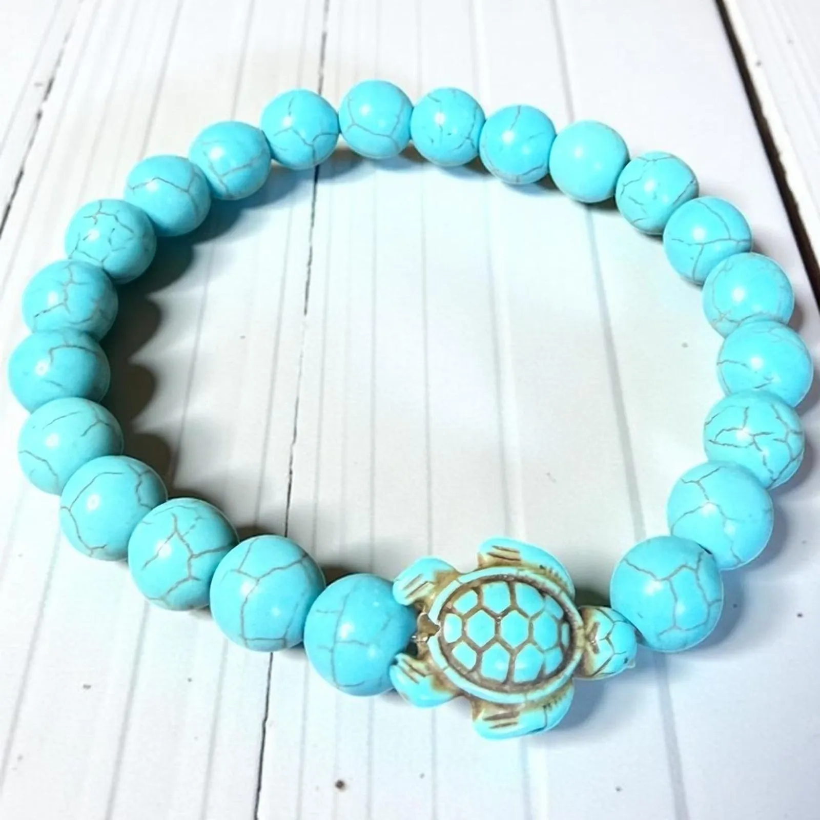 Turquoise Stretch Turtle Bracelet New Blue - Image 2