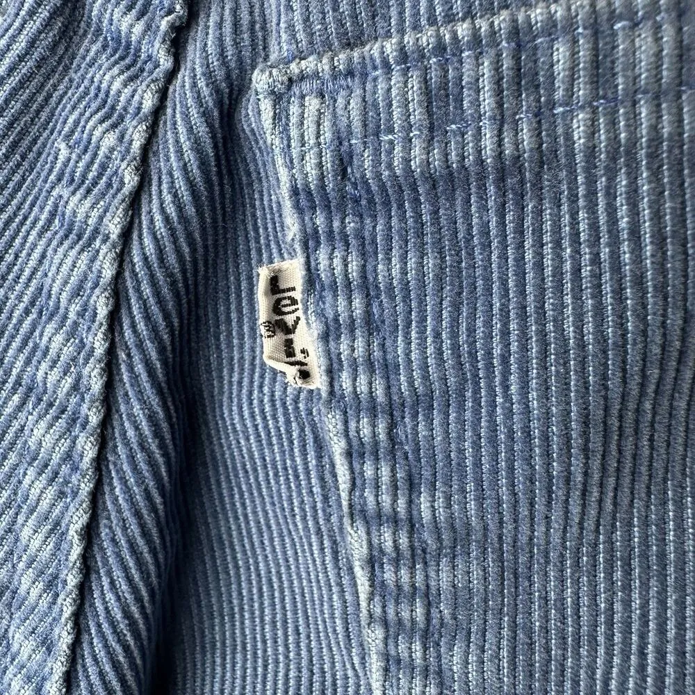 Vintage 70s Levi’s Flare Faded Blue Corduroy Talon Pants Women 28 Hippie Western - Image 5