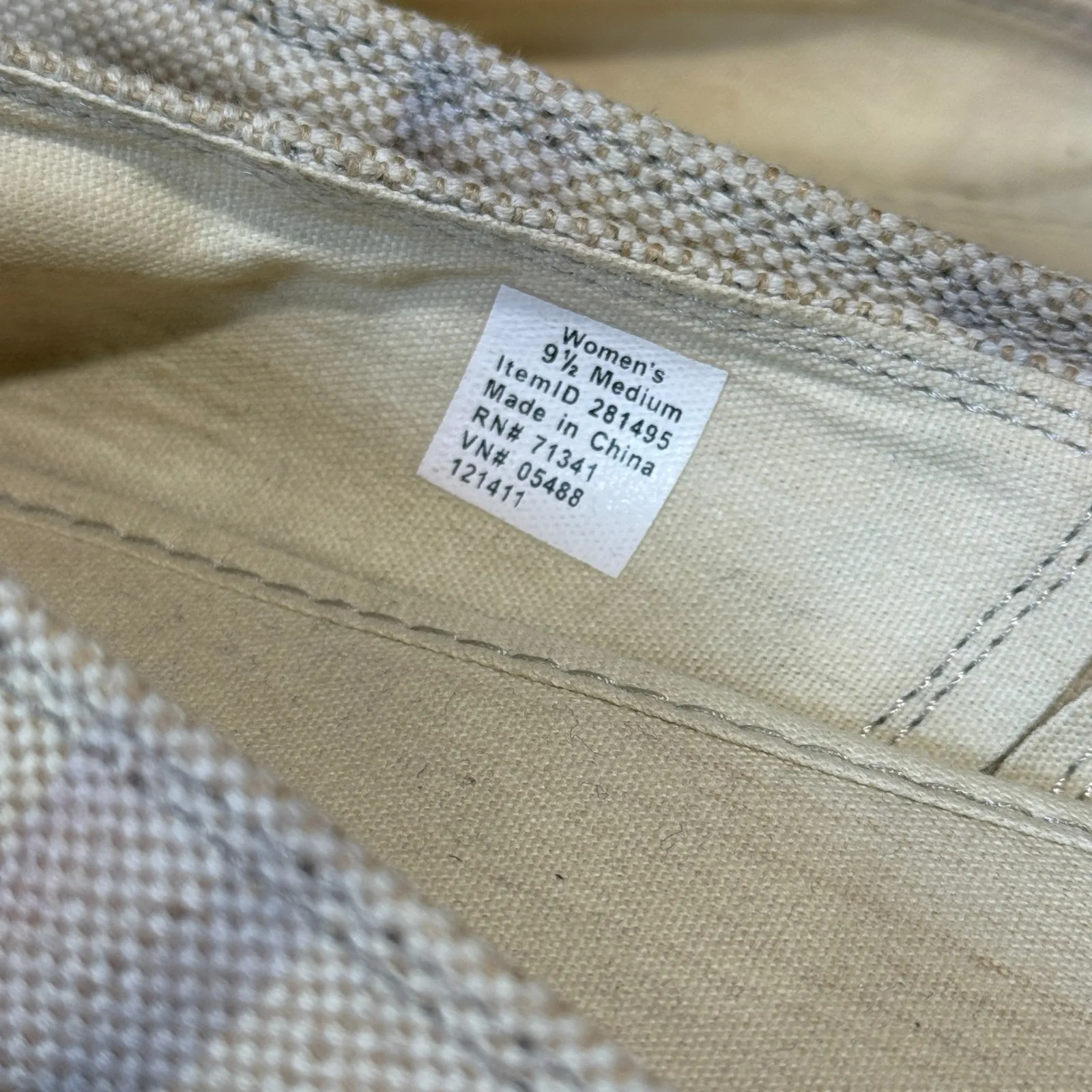 L.L.Bean Women's Slip On Espadrille Shoes Size‎ 9.5 Medium Beige Purple Stripe - Image 3