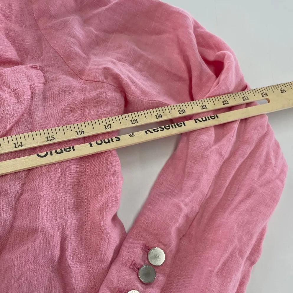DL1961 Blazer Womens X Small Flamingo Pink Collared‎ Slouchy Linen Jacket - Image 12
