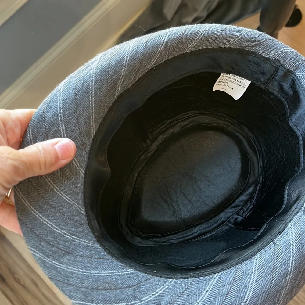 Womens Hat Fedora Gray Stripe Wool Acrylic - Image 9