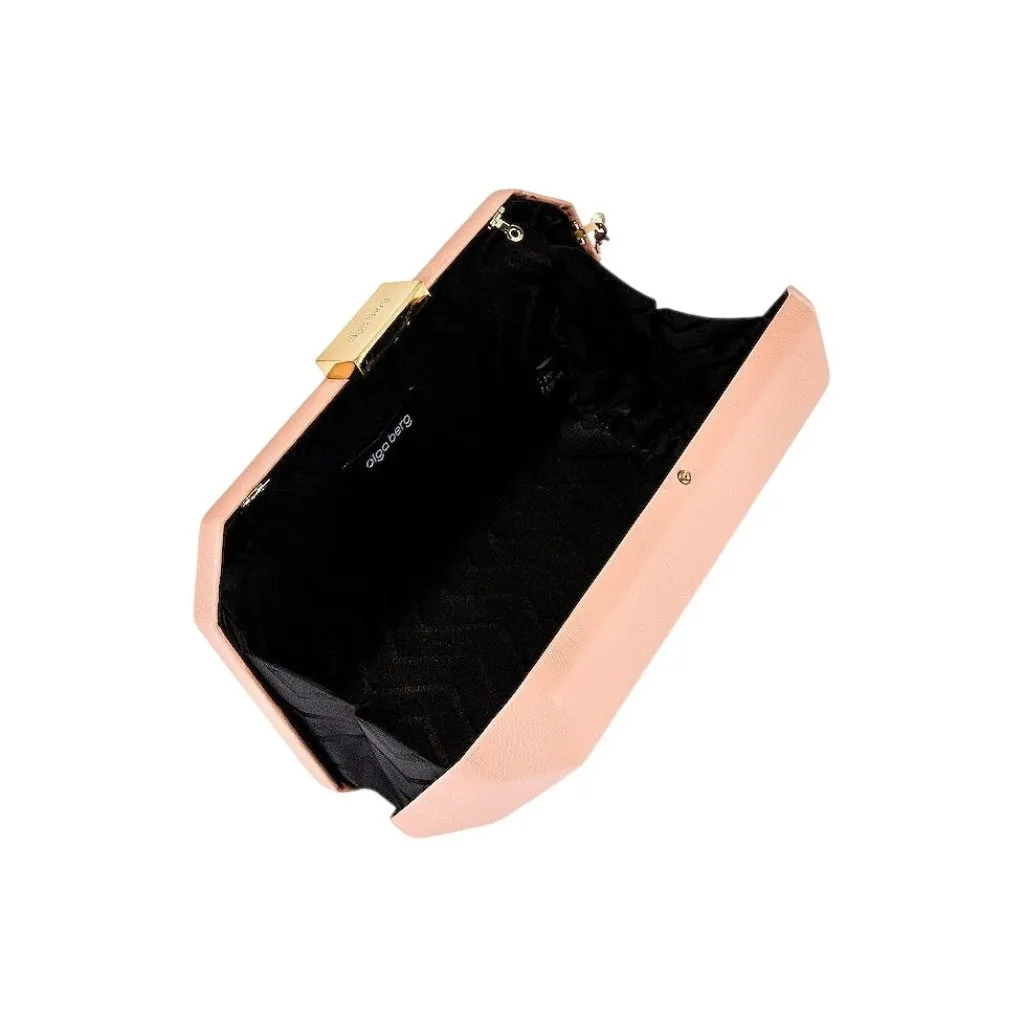 Olga berg Lia Facetted Clutch With Tassel in Blush & Gold Leather New gold - Image 3