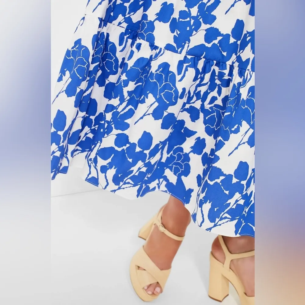 HYACINTH HOUSE Tuckernuck Blue Floral One Shoulder Sybil Maxi Dress Size Small - Image 3