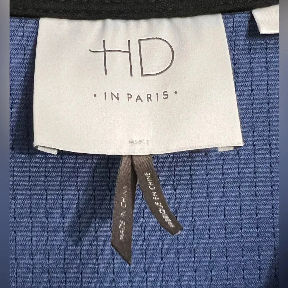 HD in Paris Textured Faux Wrap Anthropologie Dress - Size Small - Blue & Black - Image 4