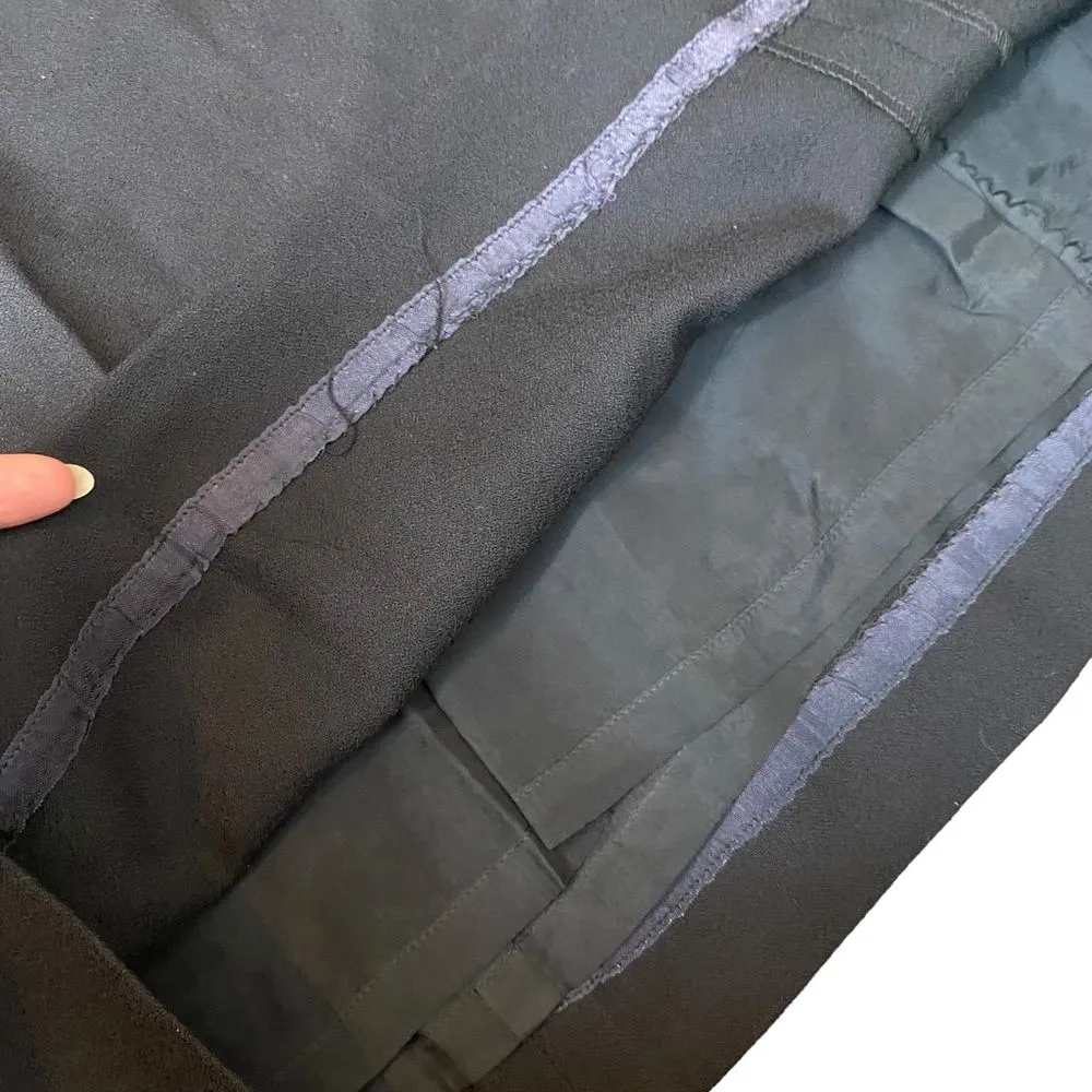 Vintage Ralph Lauren Womens Size 12 Black Wool Midi‎ Skirt High Waist Back Slit Blue - Image 8