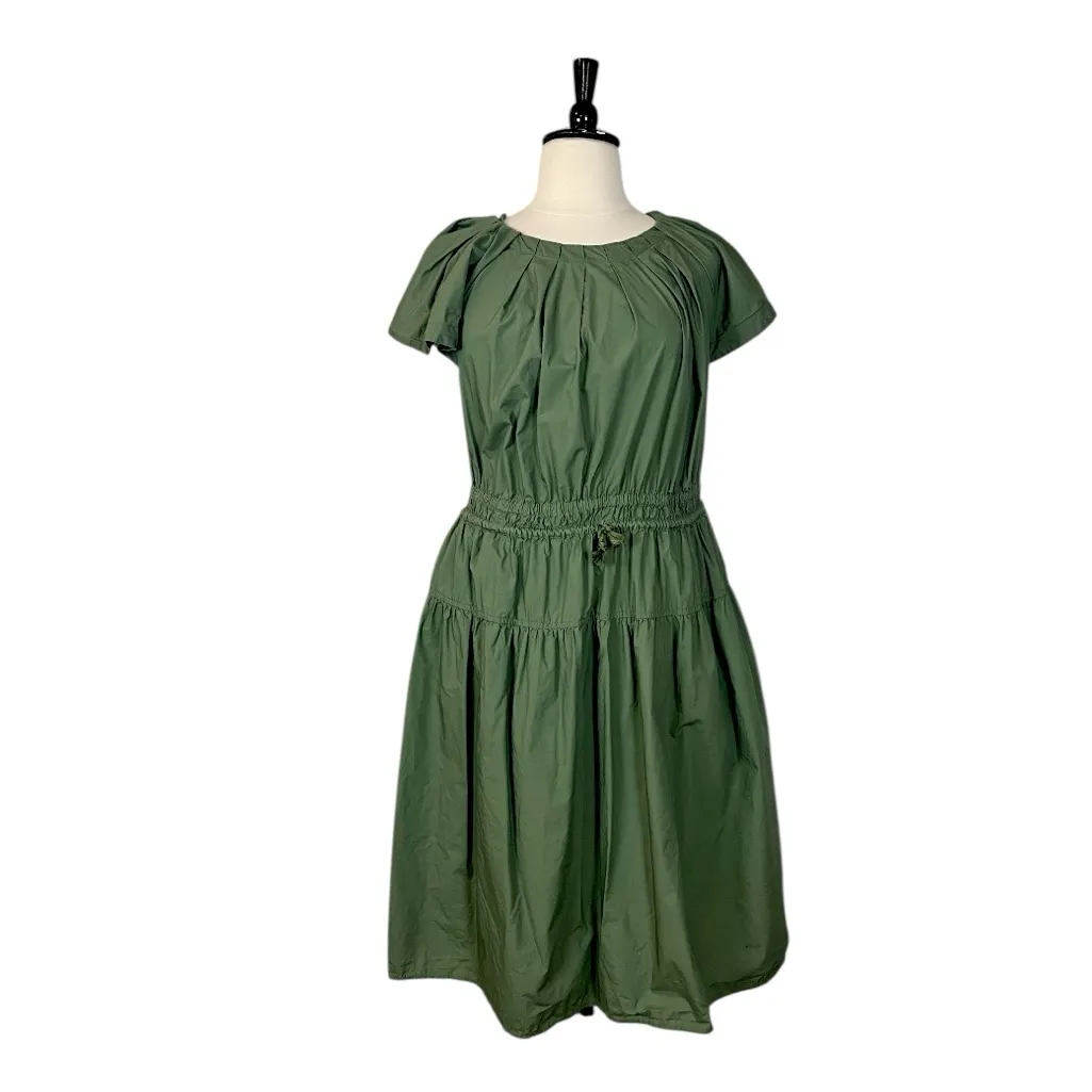 Lane Bryant Midi Dress Poplin Cotton Smocked Waist Olive Green Women’s Size 20 - Image 13