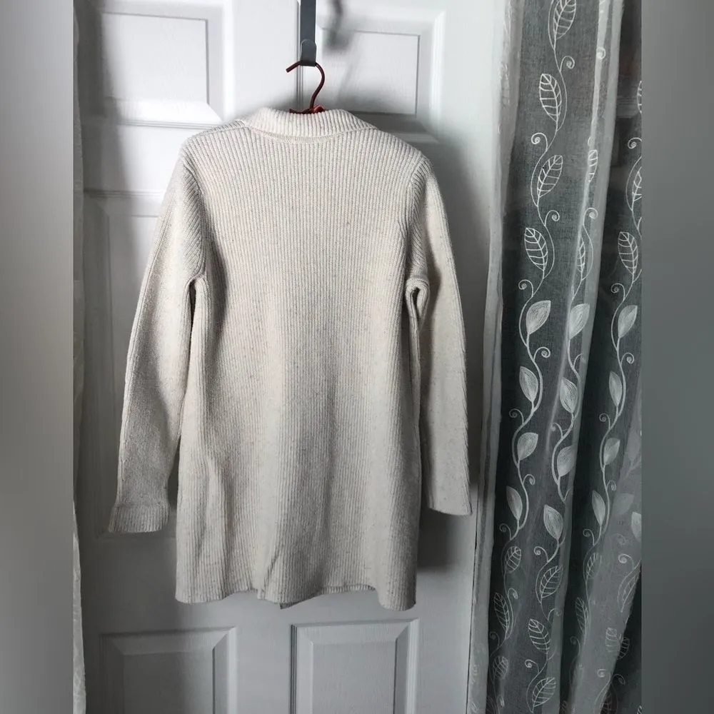 J. Jill Speckled Knit Cotton Silk blend Button Up Cardigan Sweater women size S White - Image 7