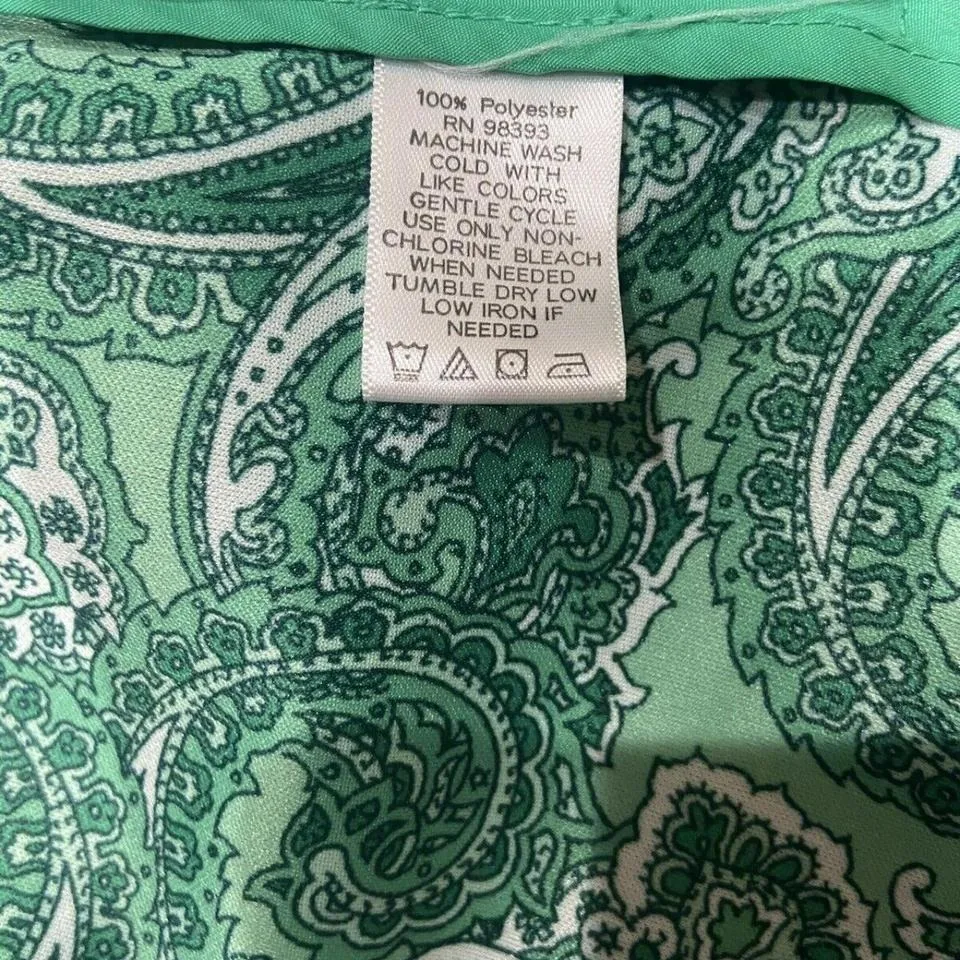 Dennis Basso Women's Sz XXS Water Resistant Button Front Jacket Green Paisley - Image 6