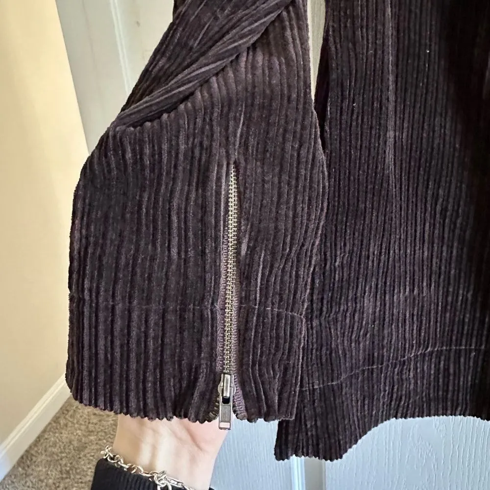 Eileen Fisher Corduroy Jacket Asymmetrical Zipper Brown Womens S - Image 5