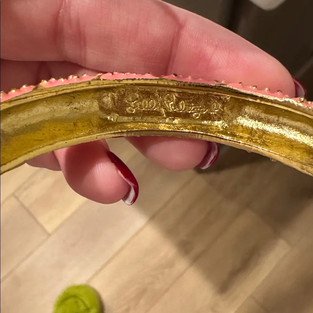 Lilly Pulitzer Pink and Gold Tone Enamel Sea Urchin Bracelet - Image 2