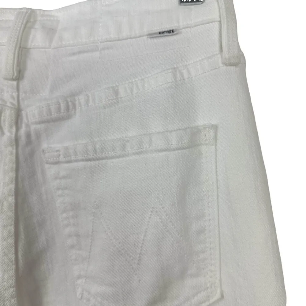NWOT‎ MOTHER High Waisted Rider Skimp Jeans Women's Size 25 White Cotton Blend - Image 9