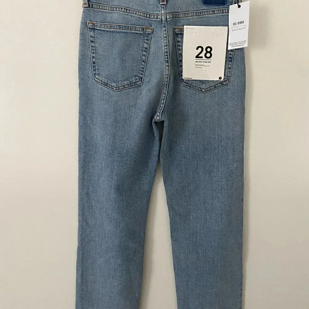 NWOT RE / DONE Comfort Stretch High Rise Stove Pipe Denim in Cloudy Blue Sz 28 - Image 7