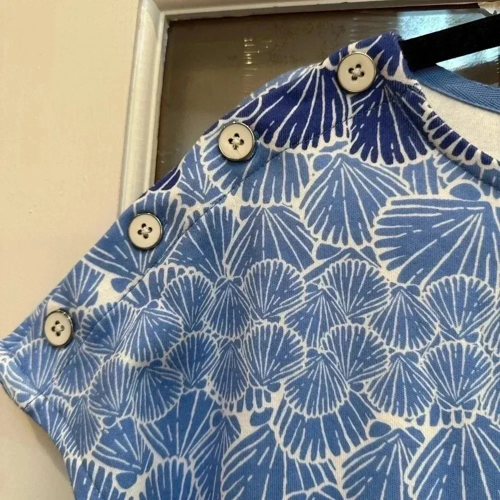 Talbots | Blue Pink Coastal Seashell Beach Fitted Sheath Dress Size M NWT - Image 6