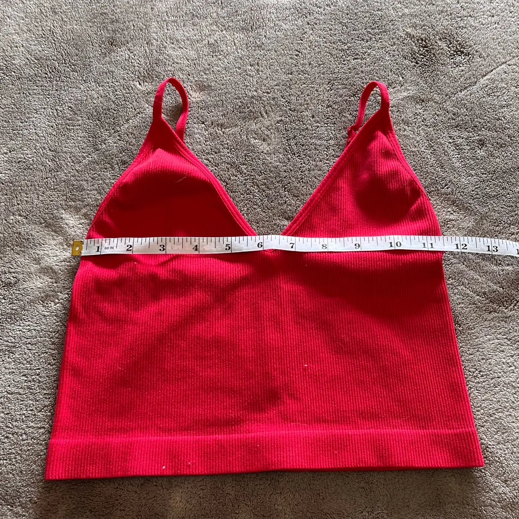 Cherry Red Ribbed Crop Tank Top Stretch Women’s Athletic Casual Sz S EUC - Image 5